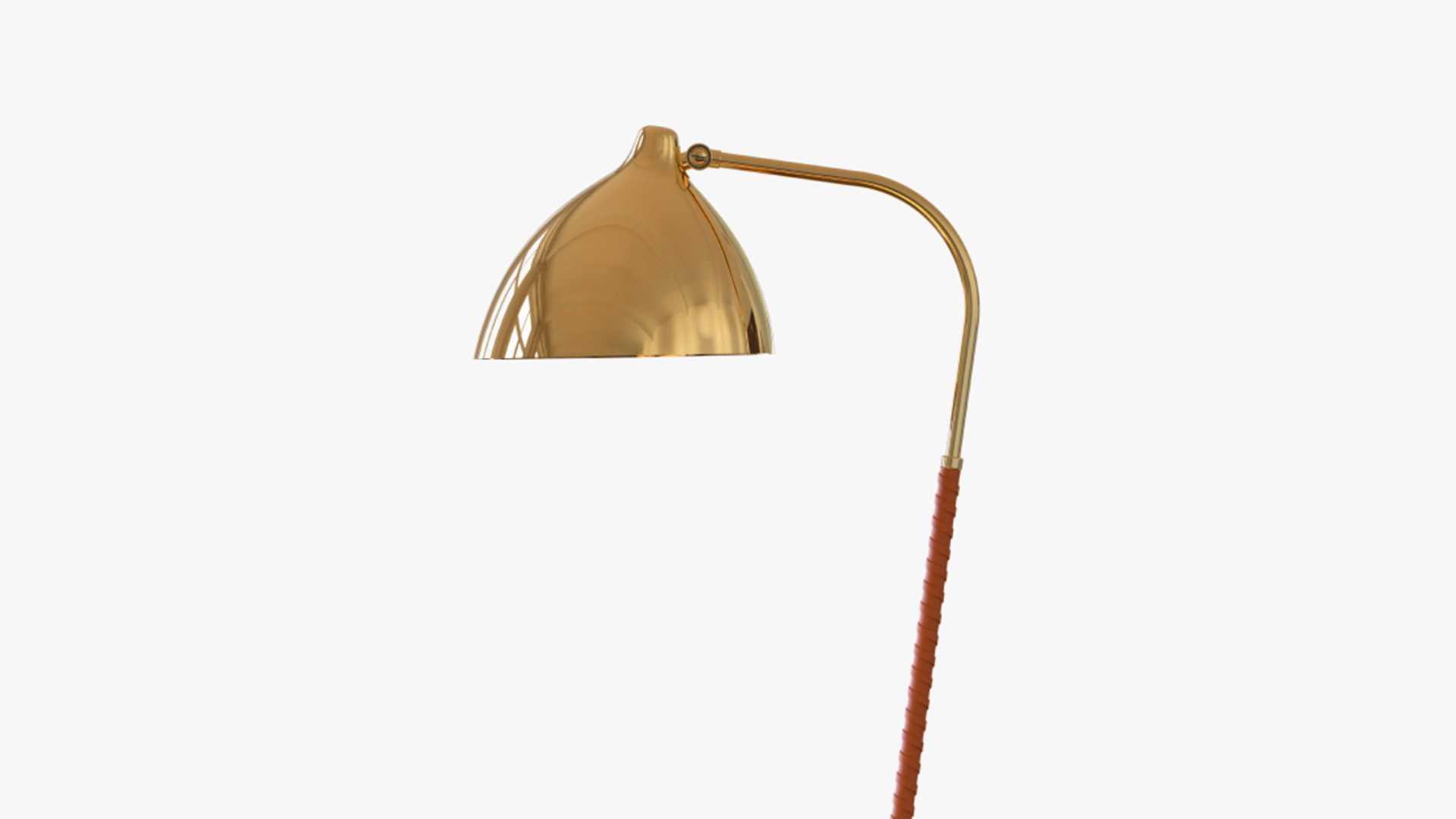 Lisa floor light by Lisa Johansson-Papeand | Brass with Cognac leather | 310 x 540 x 1400mm | Dimmer switch | 1 x E27 max 35 W required