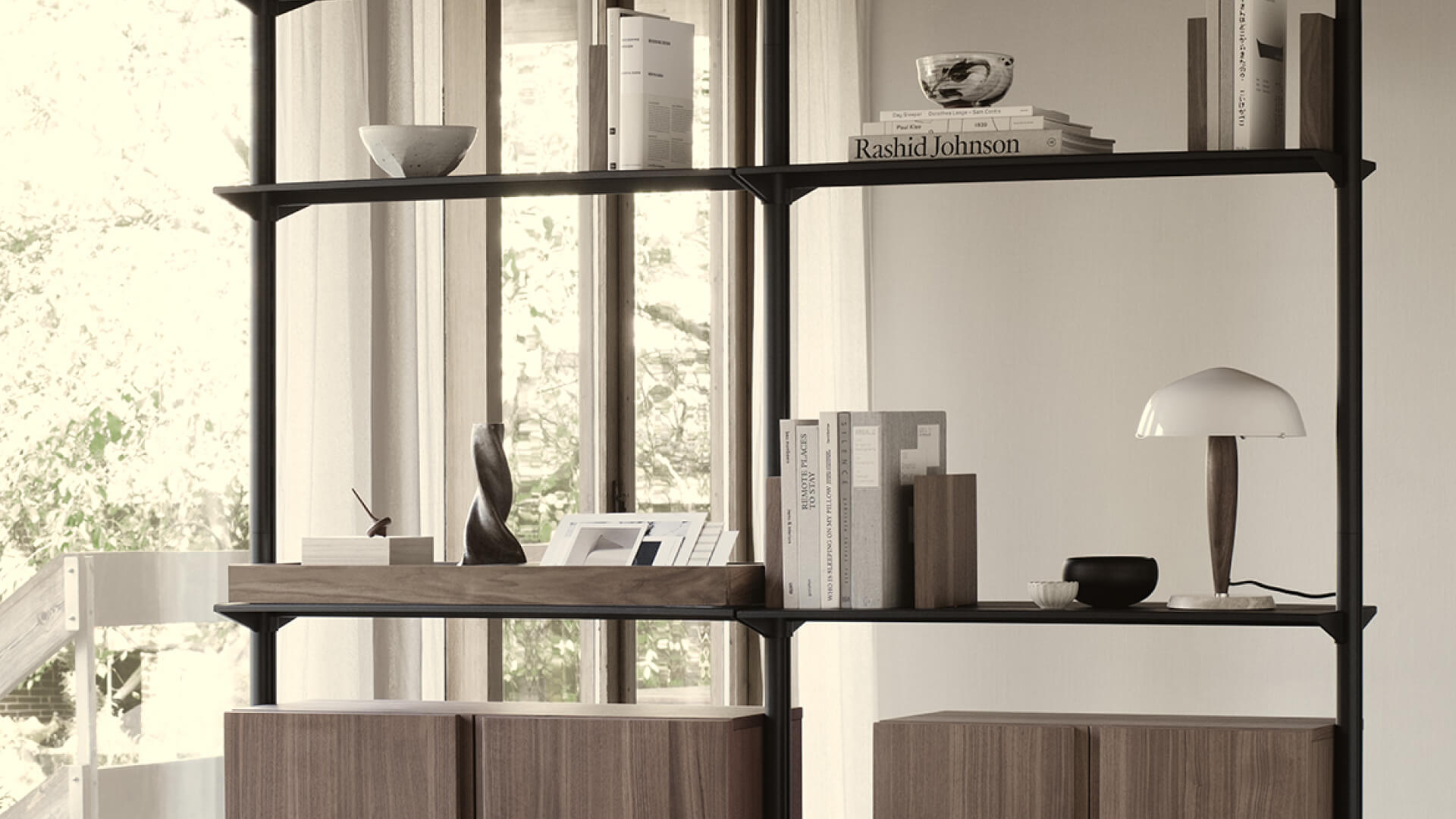 Pira G2 Bundle_C_A | Bundle | Floor-ceiling mounted | Walnut | Black grey | H2400-2470mm x W1800mm x D340mm