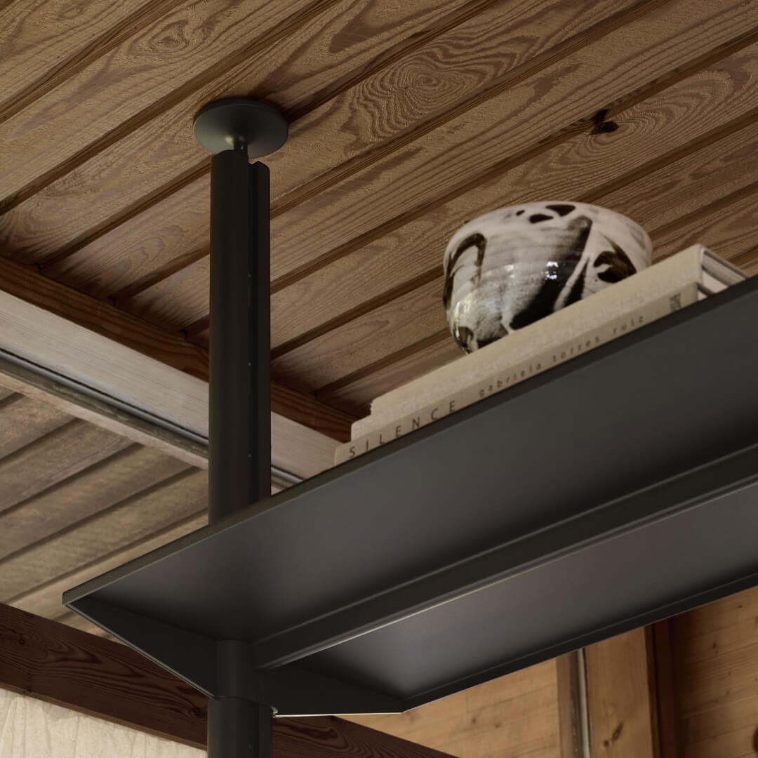 Pira G2 Bundle_C_A | Bundle | Floor-ceiling mounted | Walnut | Black grey | H2400-2470mm x W1800mm x D340mm