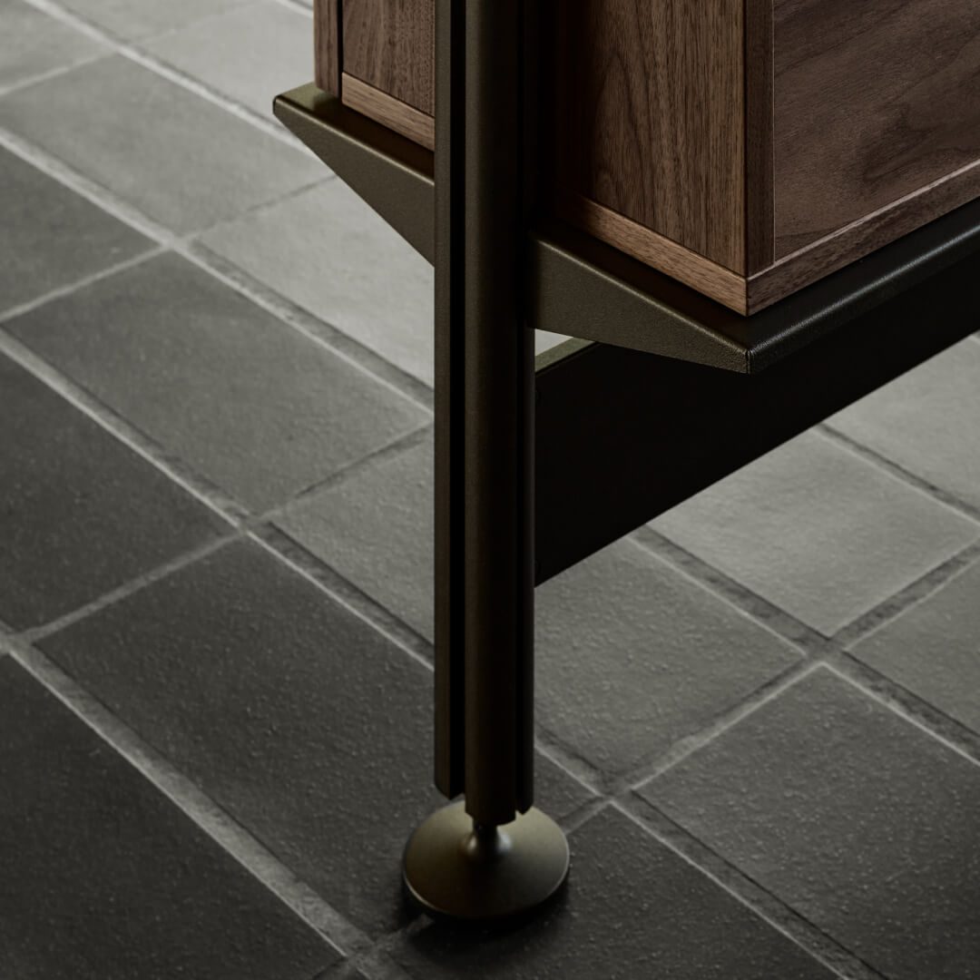 Pira G2 Bundle_C_A | Bundle | Floor-ceiling mounted | Walnut | Black grey | H2400-2470mm x W1800mm x D340mm