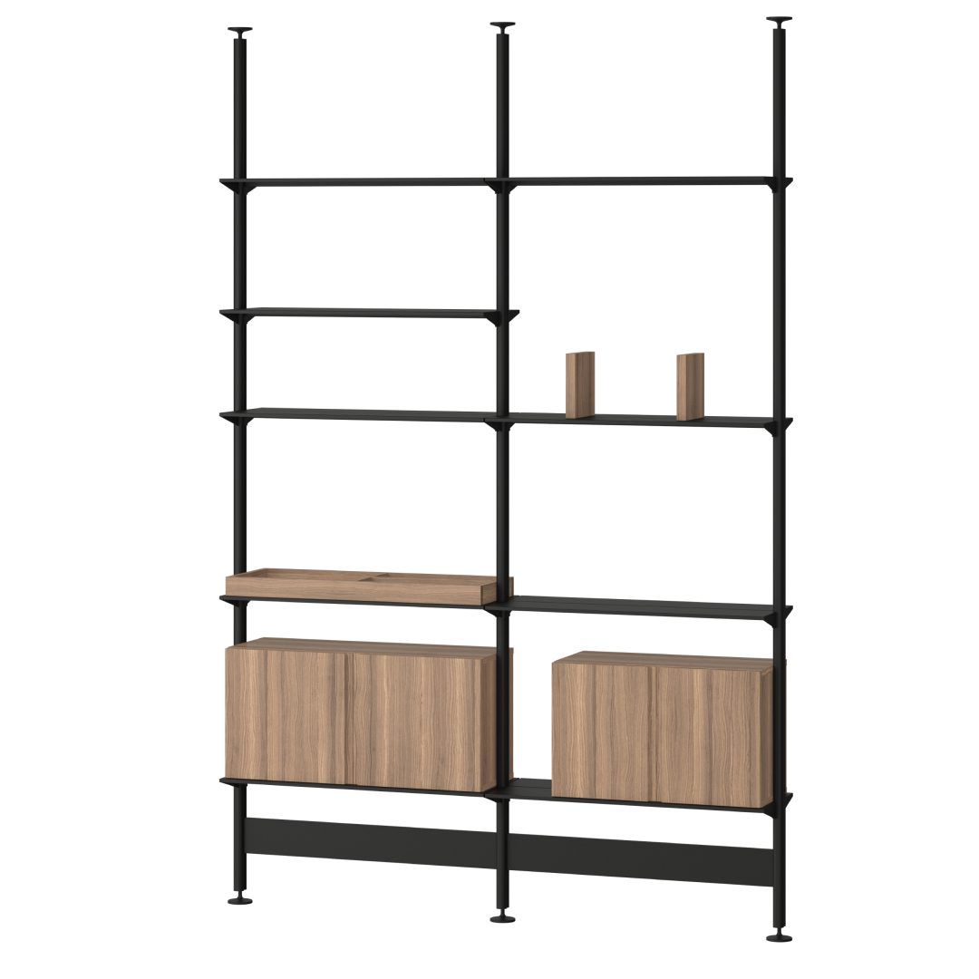 Pira G2 Bundle_C_A | Bundle | Floor-ceiling mounted | Walnut | Black grey | H2400-2470mm x W1800mm x D340mm